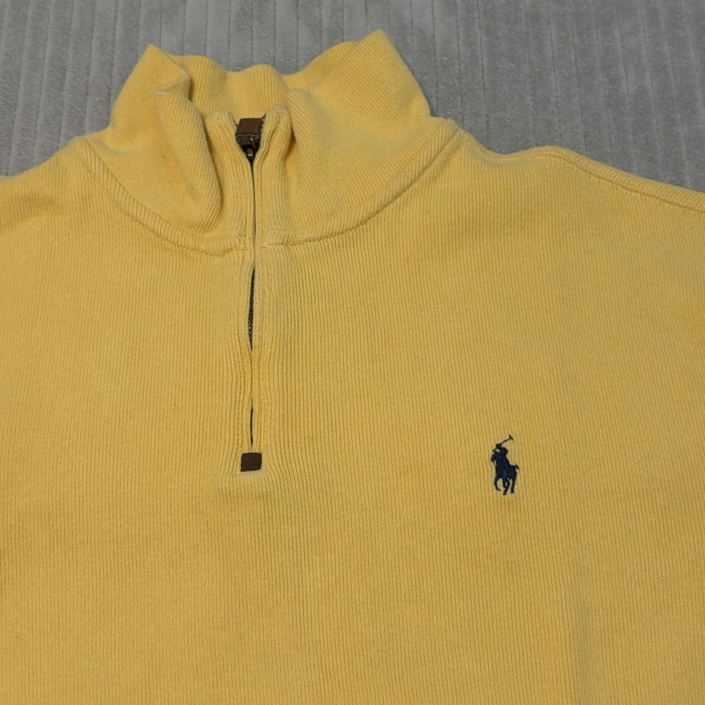 Polo Ralph Lauren Sweater Mens XL Yellow 1/4 Zip Pullover Cotton Knit Preppy